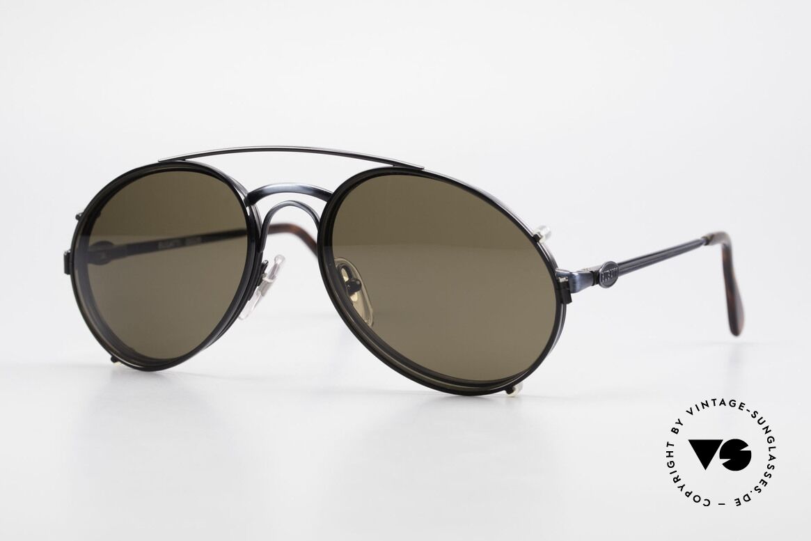 Bugatti 03328 Men's 80's Sunglasses Clip On, classic vintage Bugatti sunglasses from approx. 1989, Made for Men