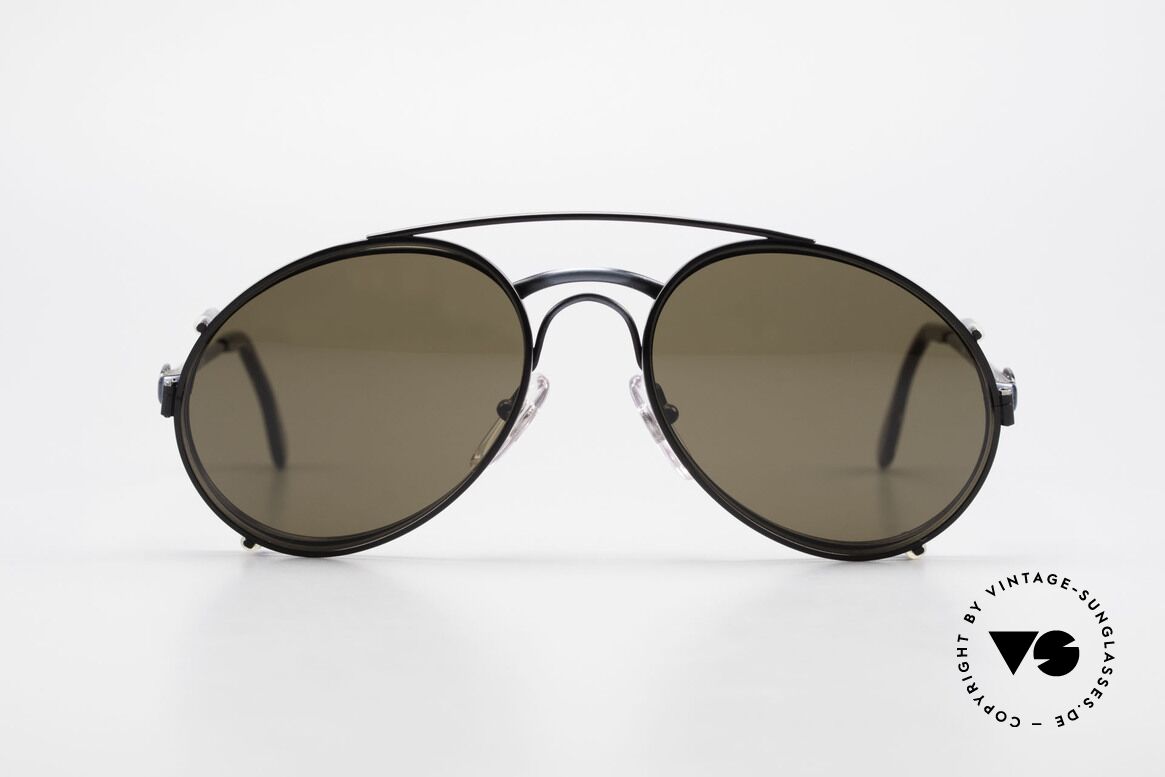 Bugatti 03328 Men's 80's Sunglasses Clip On, distinctive BUGATTI 'tear drop' shape; in 52mm size, Made for Men