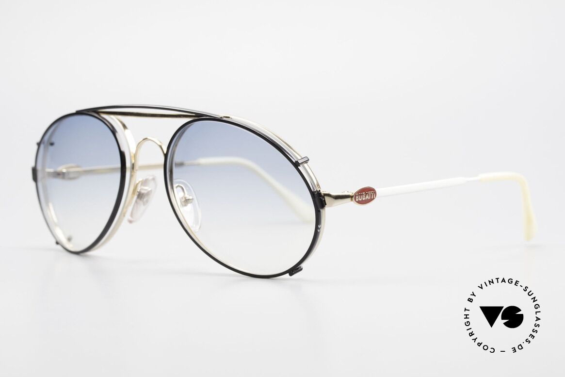 Bugatti 65987 Vintage Frame With Clip On, eyeglass-frame with practical clip (sun lenses), Made for Men