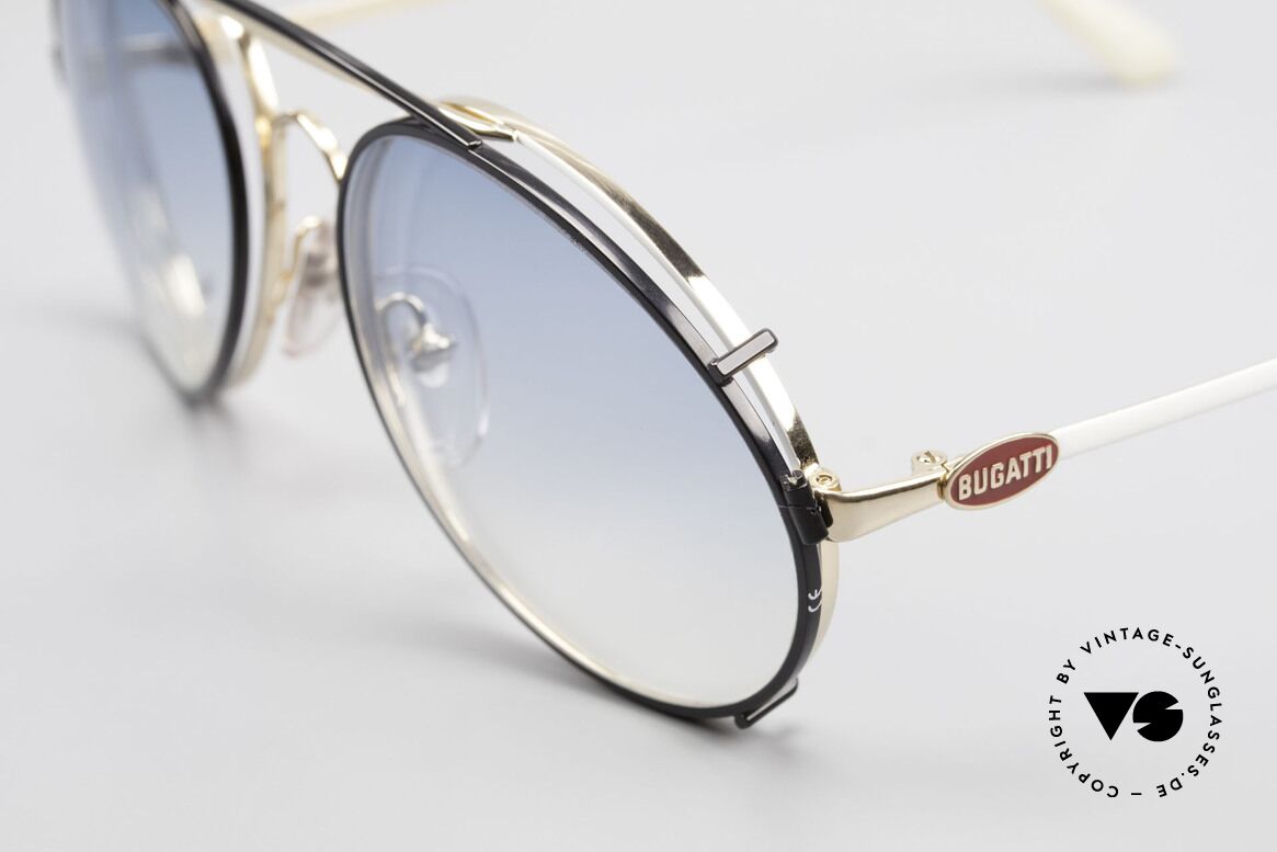 Bugatti 65987 Vintage Frame With Clip On, gold-plated / white frame + red logos, size 54, Made for Men