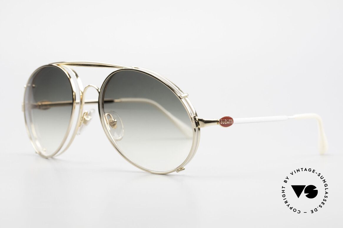 Bugatti 65987 XL 80's Vintage Frame Clip On, eyeglass-frame with practical clip (sun lenses), Made for Men