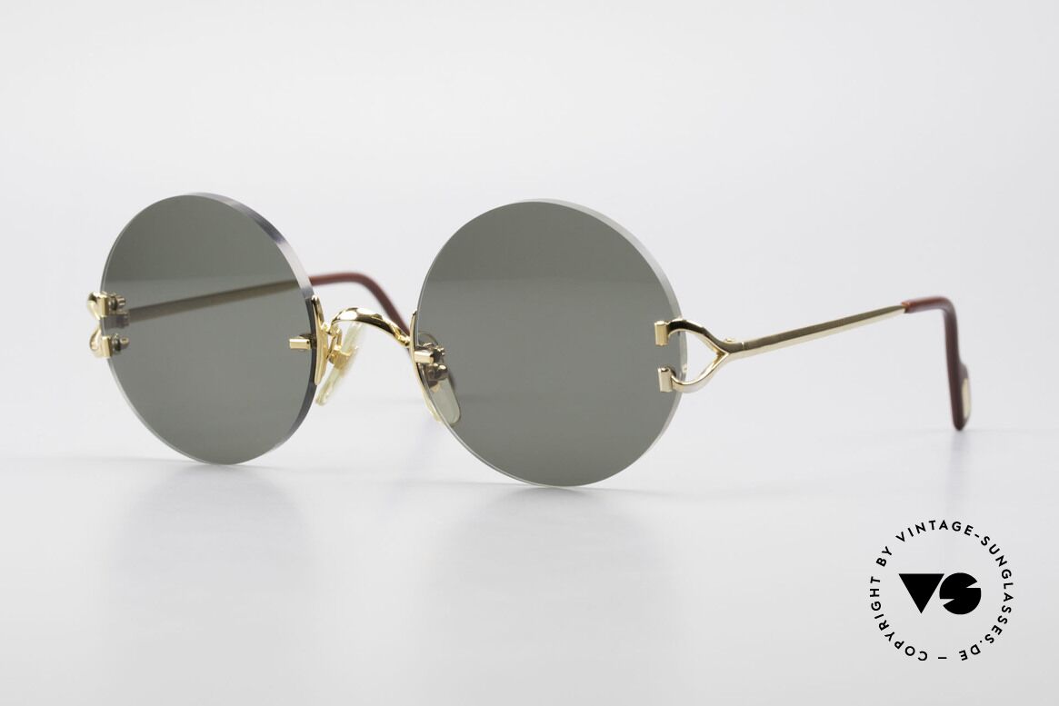 Cartier Madison Round Luxury Sunglasses 90's, noble rimless CARTIER luxury sunglasses from 1997, Made for Men and Women