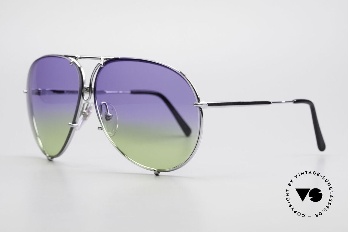 Porsche 5623 Collector's Sunglasses Vertu, CUSTOMIZED: double gradient purple/green sun lenses, Made for Men and Women