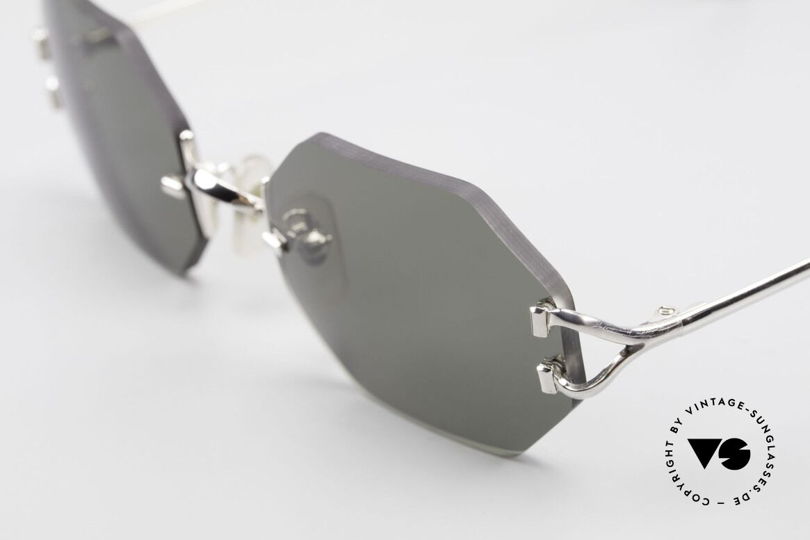 Cartier Rimless Octag - M Octagonal Luxury Sunglasses, precious OCTAG designer shades; Platinum-PLATED, Made for Men and Women