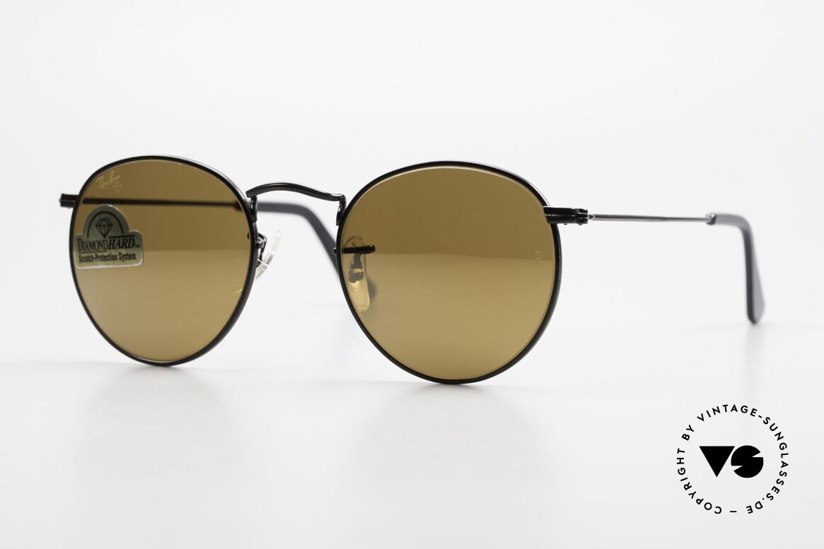 Ray Ban Round Metal 47 Small Round Diamond Hard, small round 1980's Ray-Ban B&L vintage sunglasses, Made for Men and Women