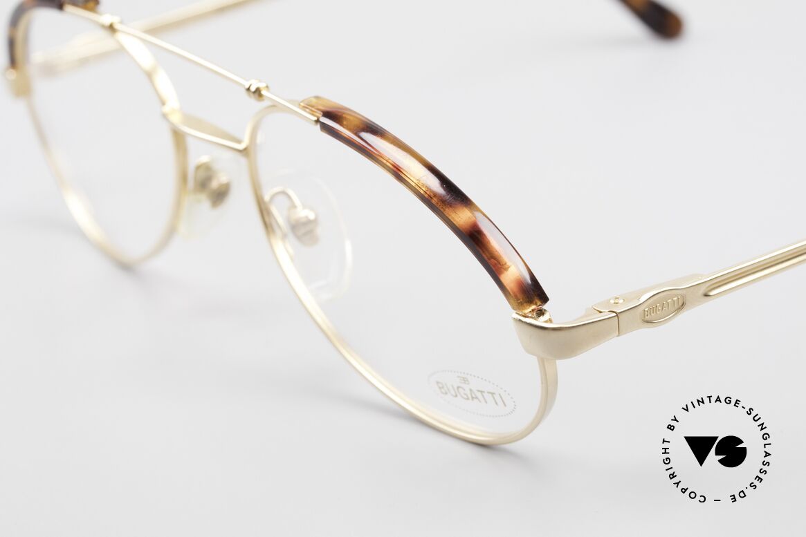 Bugatti 03081 90's Men's Glasses True Vintage, dulled gold frame with tortoise bar / appliqué, Made for Men