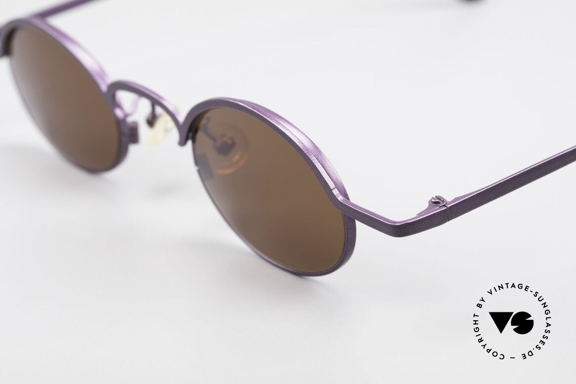 Theo Belgium San 90's Oval Designer Sunglasses, very interesting frame finish: DARK PURPLE METALLIC, Made for Women