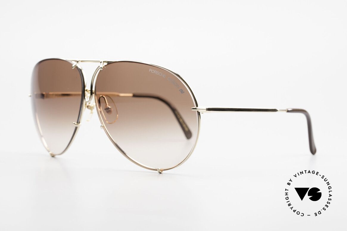 Porsche 5621 Golden Aviator XL Sunglasses, the legend with interchangeable lenses; true vintage, Made for Men