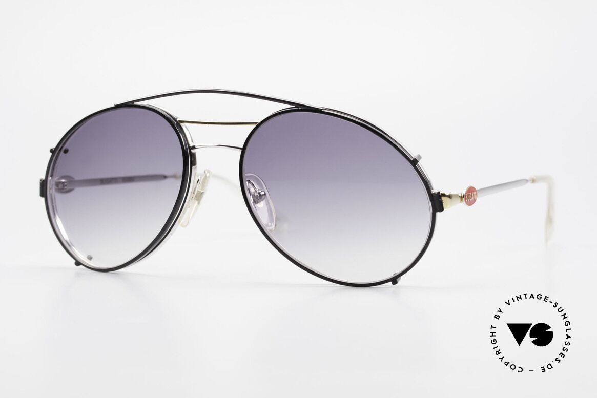 Bugatti 65984 80's Eyeglasses With Clip On, classic Bugatti sunglasses from app. 1988/89, Made for Men