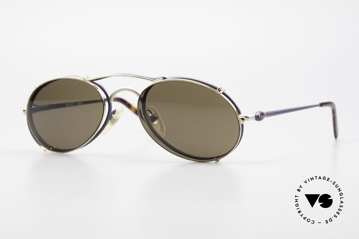 Bugatti 23444 Old 90's Glasses With Clip On, classic Bugatti 'sunglass' design' from approx. 1995, Made for Men