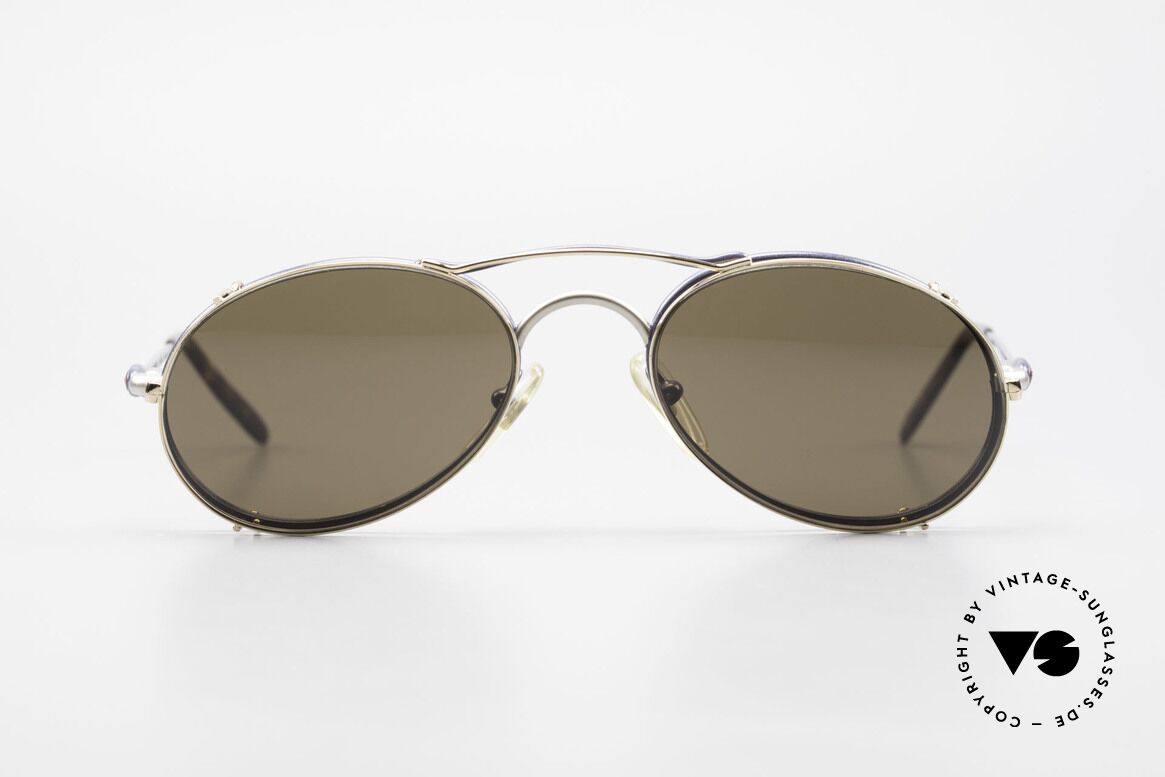 Bugatti 23444 Old 90's Glasses With Clip On, with flexible spring hinges (1. class wearing comfort), Made for Men