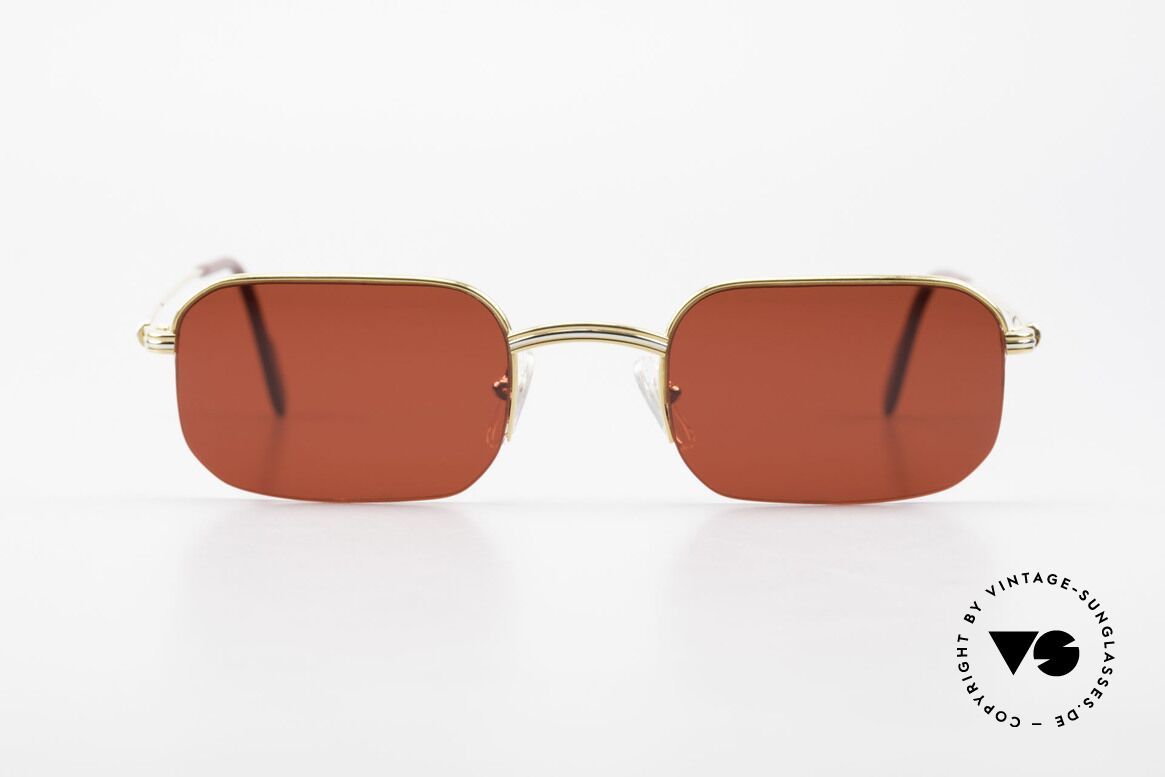 Cartier Broadway Semi Rimless Sunglasses 3D Red, square CARTIER vintage sunglasses in size 51/23, 140, Made for Men