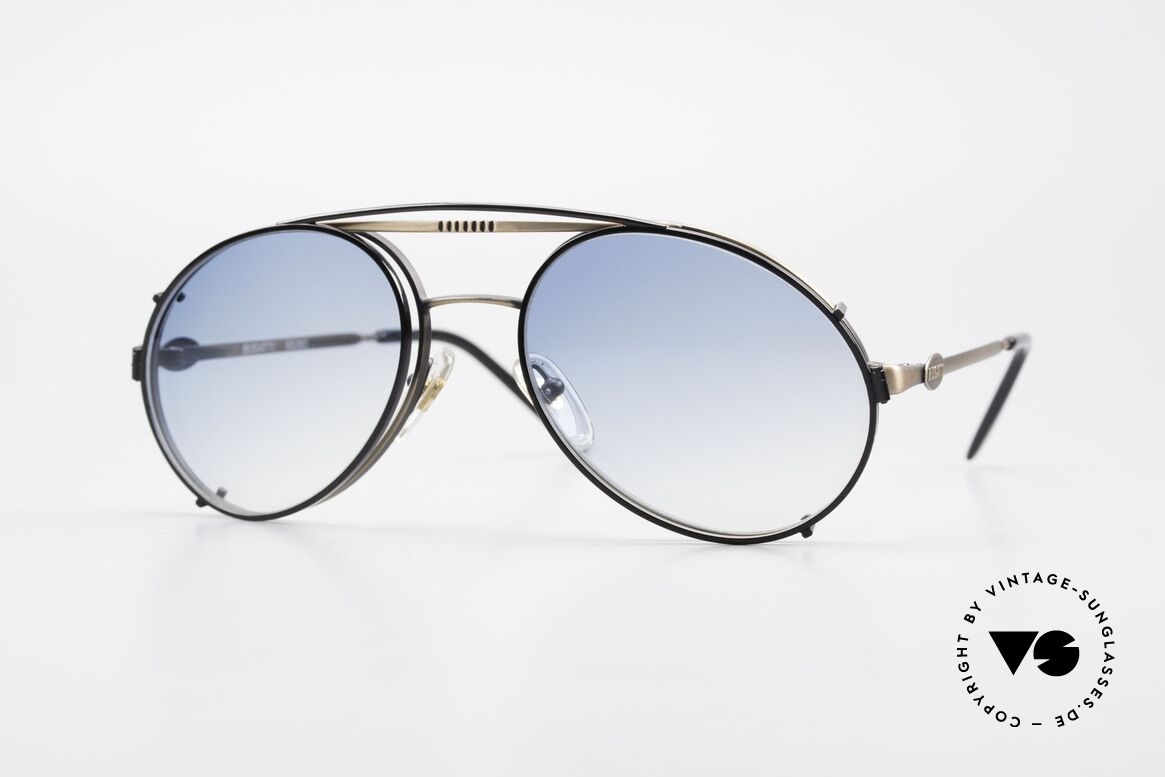 Bugatti 65282 Vintage Frame With Sun Clip, rare VINTAGE Bugatti 80's luxury sunglasses, Made for Men