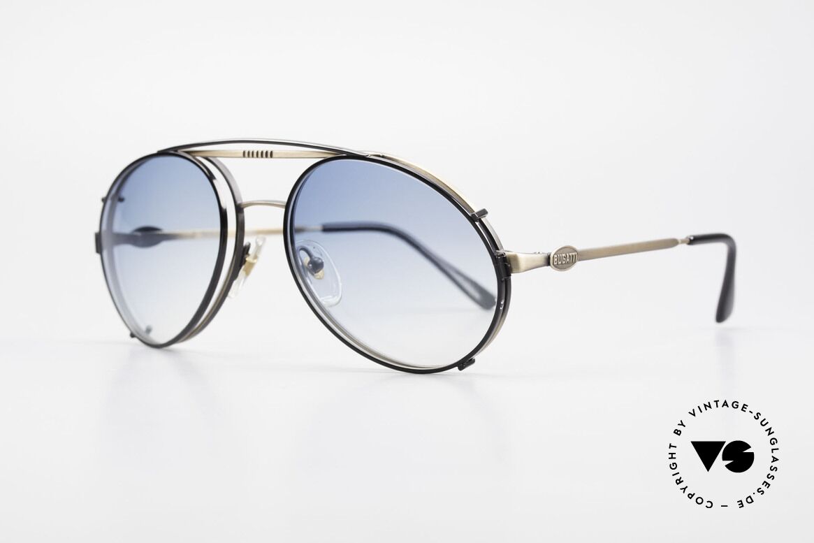 Bugatti 65282 Vintage Frame With Sun Clip, eyeglass-frame with practical clip; size 54mm, Made for Men