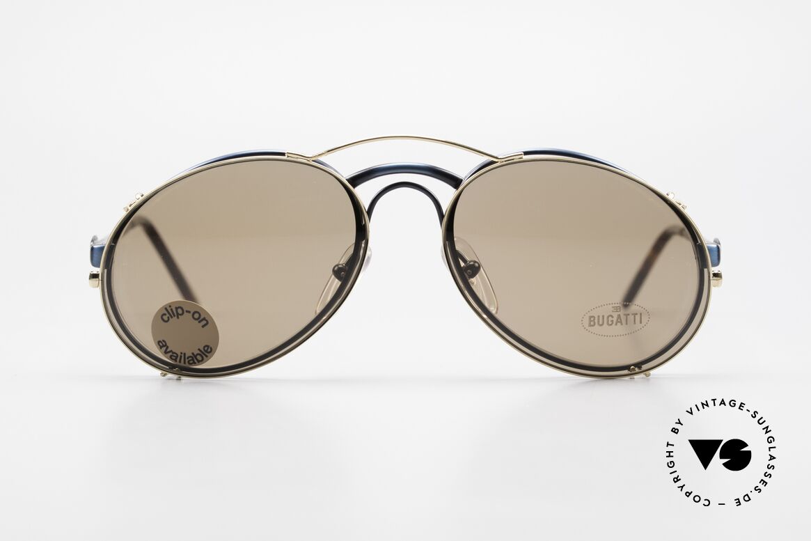Bugatti 03328 Men's 80's Clip On Sunglasses, distinctive BUGATTI 'tear drop' shape; in 50mm size, Made for Men
