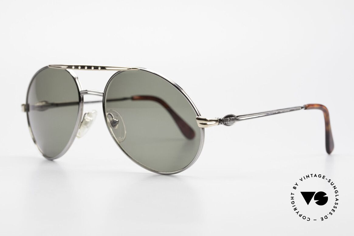 Bugatti 02926 80's Large Sunglasses For Men, high-end frame finish: platinum & gold-plated bridge, Made for Men