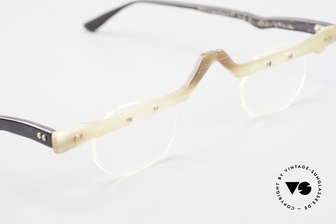 Theo Belgium Eye-Witness ACR Avant-Garde Reading Horn, these specs were apparently unfinished & asymmetrical, Made for Men and Women