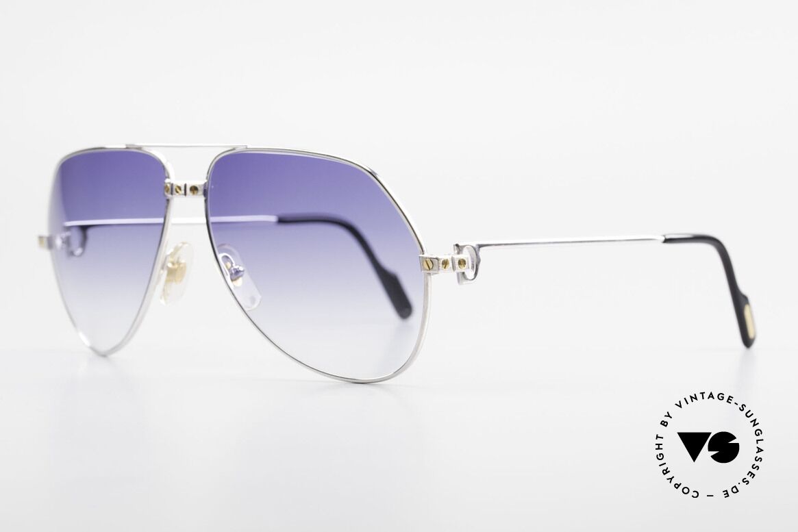 Cartier Vendome Santos - L Customized Silver Edition, rhodanized (silvered) frame with golden Santos screws, Made for Men