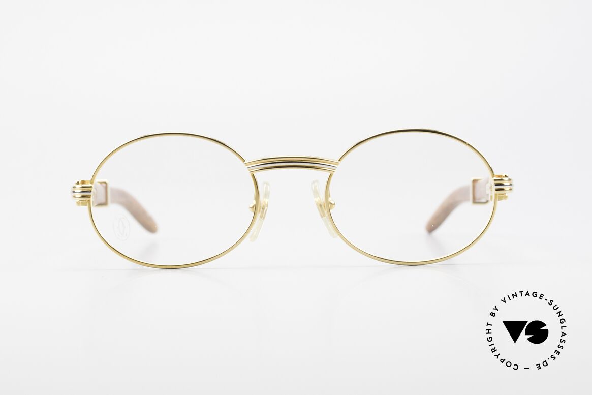 Cartier Giverny Oval Wood Glasses Gold Plated, precious oval CARTIER vintage sunglasses from 1990, Made for Men and Women