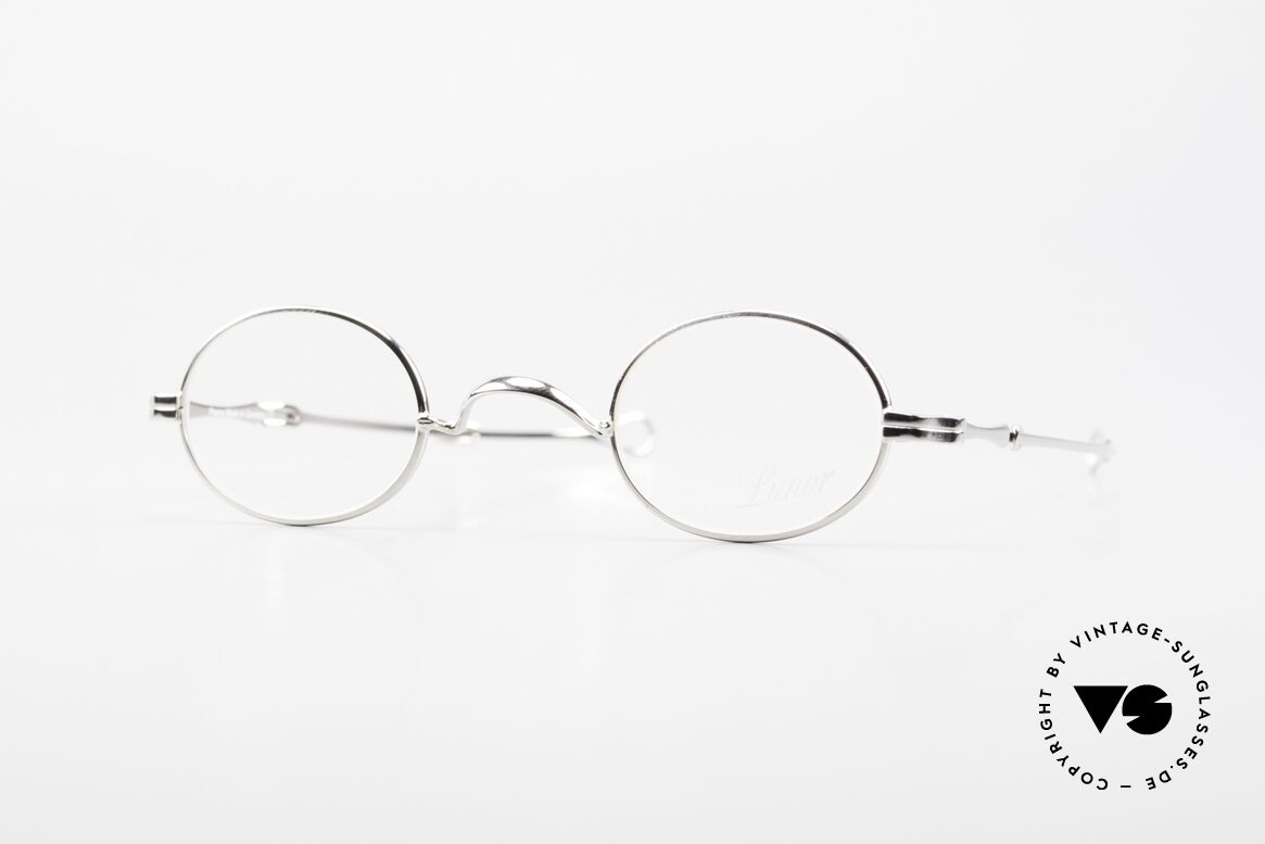 Lunor I 04 Telescopic Oval XS Frame Platinum Plated, very small oval Lunor frame with telescopic slide temple, Made for Men and Women