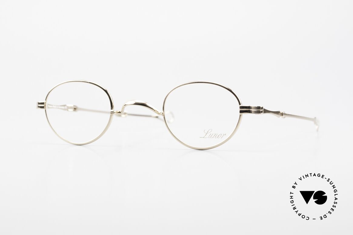 Lunor I 03 Telescopic Gold Plated With Slide Temples, extra small vintage eyeglasses of the Lunor II Series, Made for Men and Women