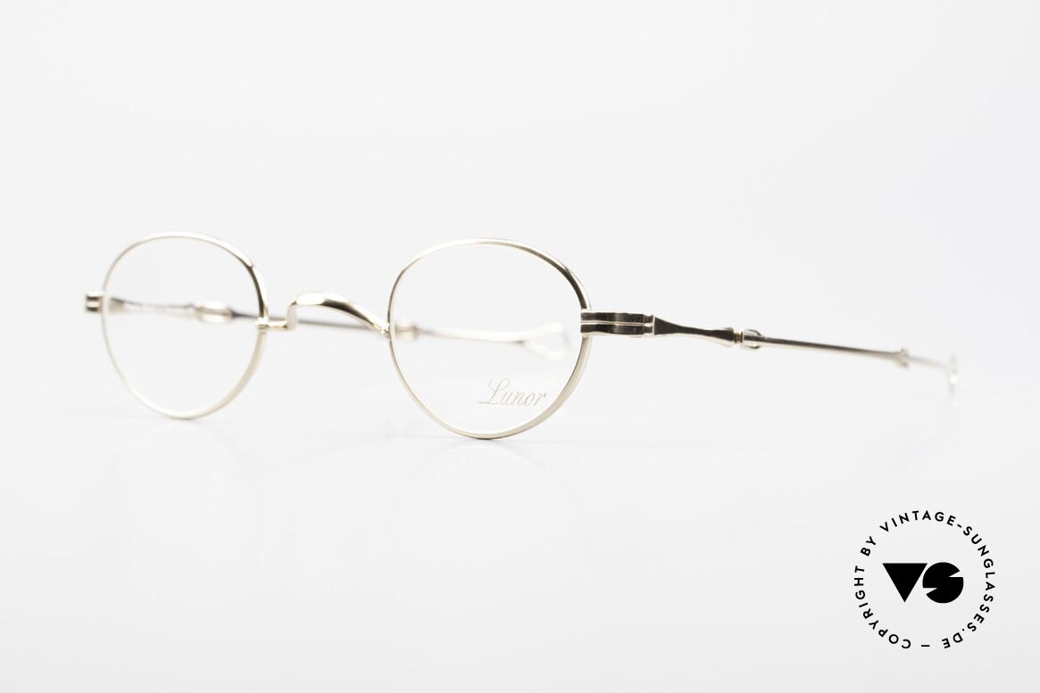 Lunor I 03 Telescopic Gold Plated With Slide Temples, XS size 37,5/26, can be glazed with strong prescriptions, Made for Men and Women