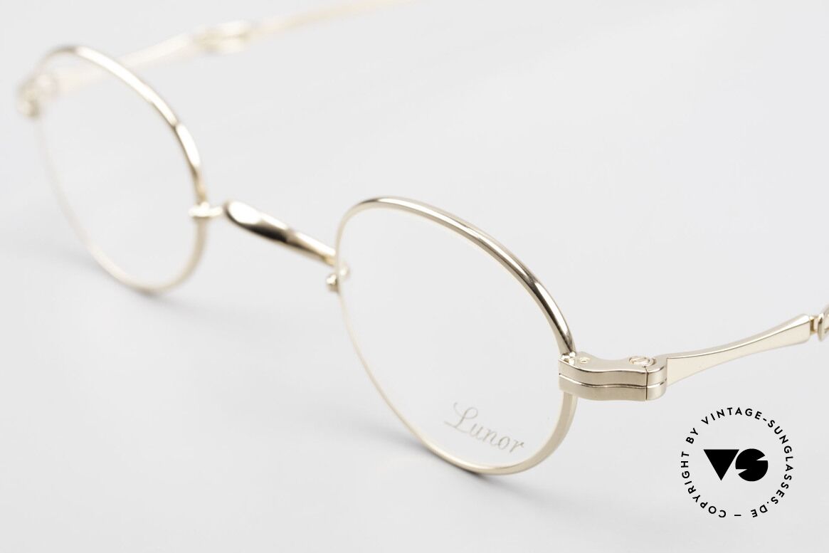 Lunor I 03 Telescopic Gold Plated With Slide Temples, traditional German brand; quality handmade in Germany, Made for Men and Women