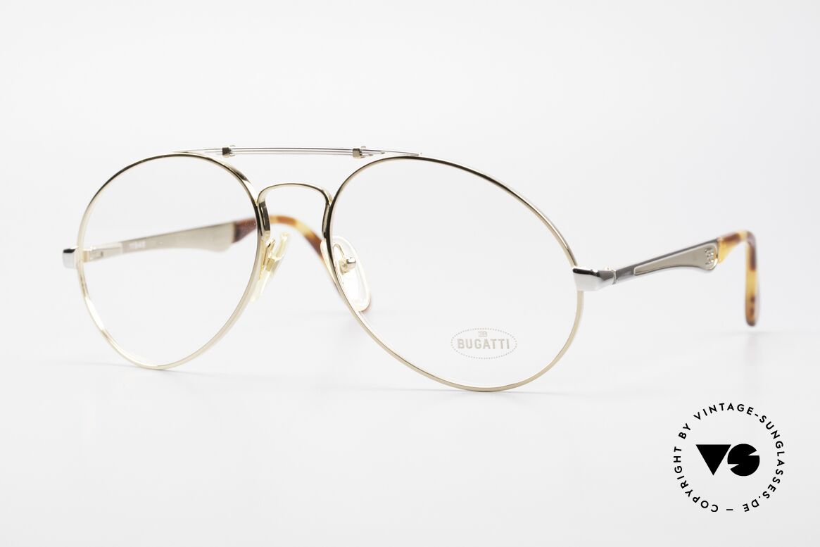 Bugatti 11948 Gold Plated Luxury Frame XL, vintage 80's men's eyeglass-frame in size 58/20, Made for Men