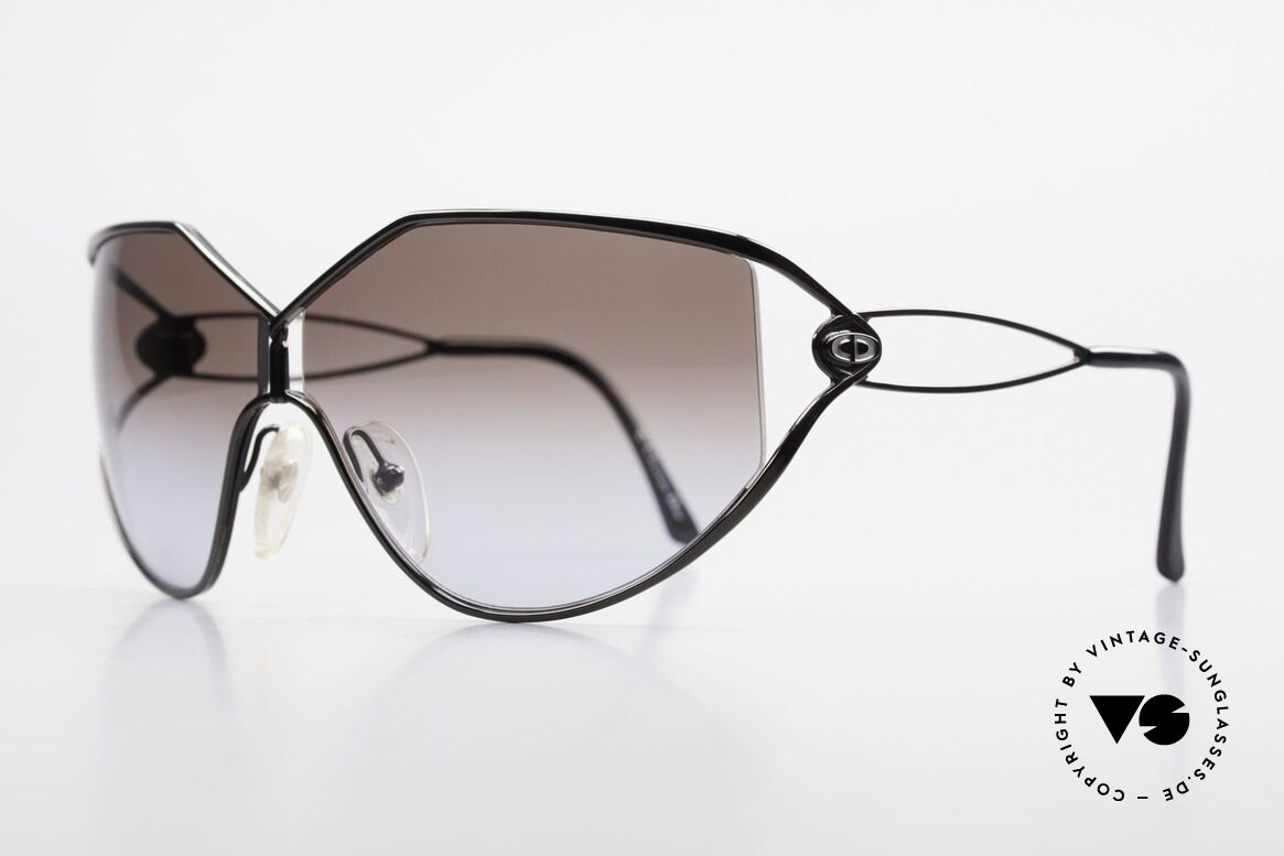 Christian Dior 2345 Ladies Designer Sunglasses 90s, the front is black-chrome finished (très chic), Made for Women