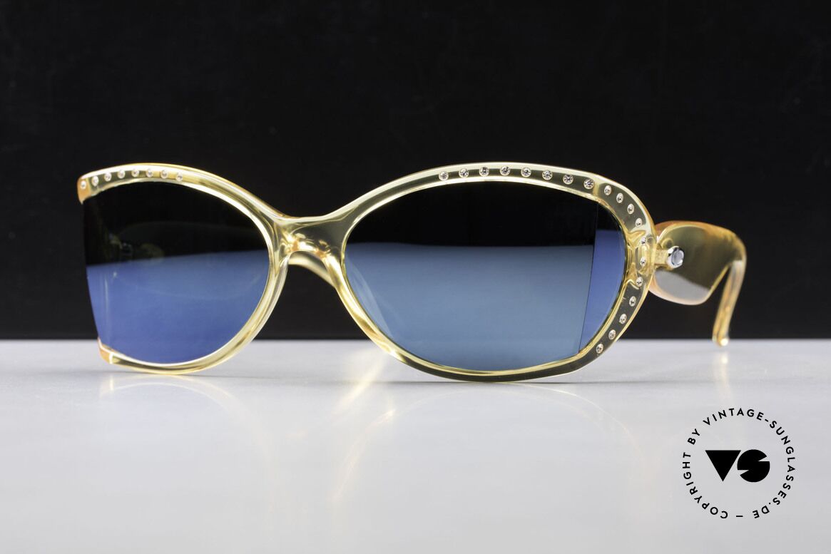 Christian Dior 2439 80's Crystal Sunglasses Gem, sophisticated sunglasses with blue-mirrored lenses, Made for Women