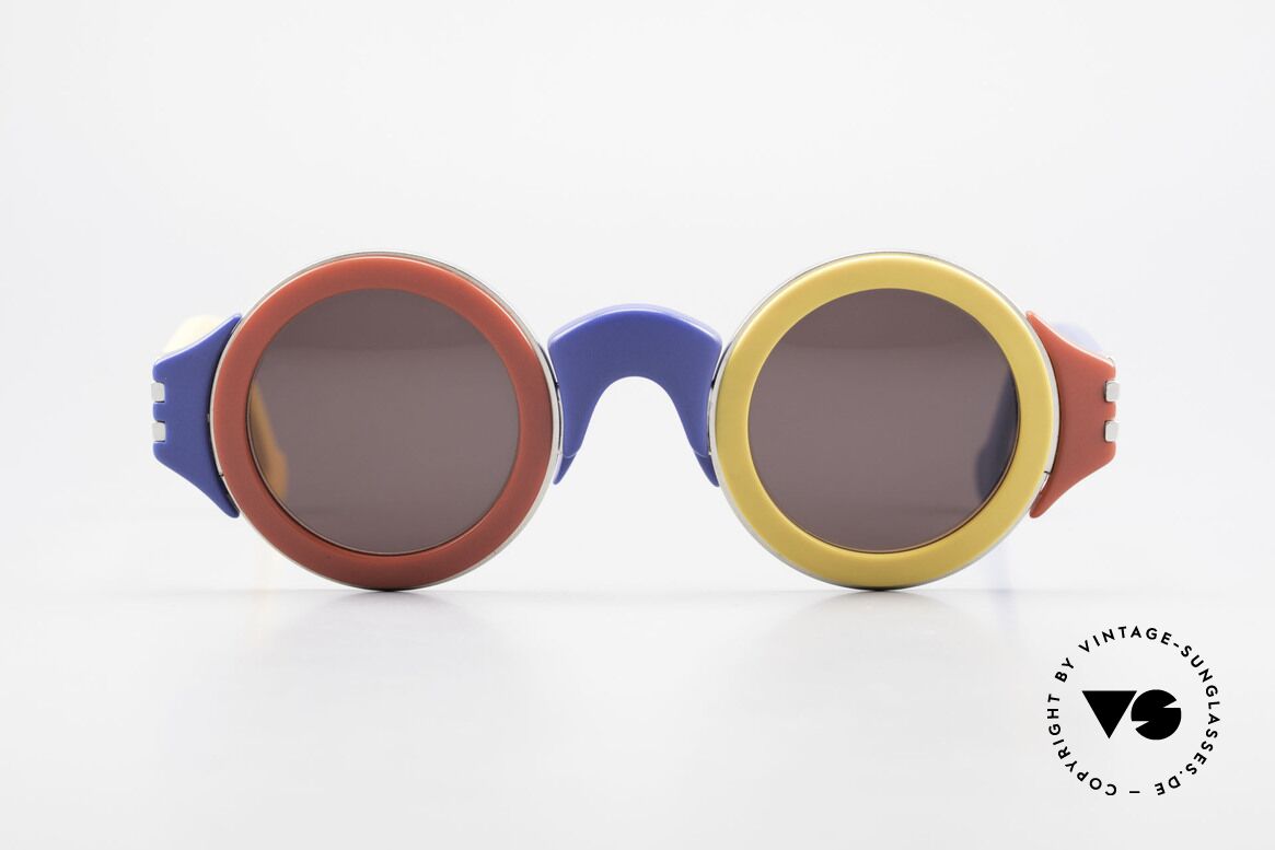 Karl Lagerfeld 3604 Round Multicolored 80s Shades, round multicolored vintage sunglasses by Karl Lagerfeld, Made for Men and Women