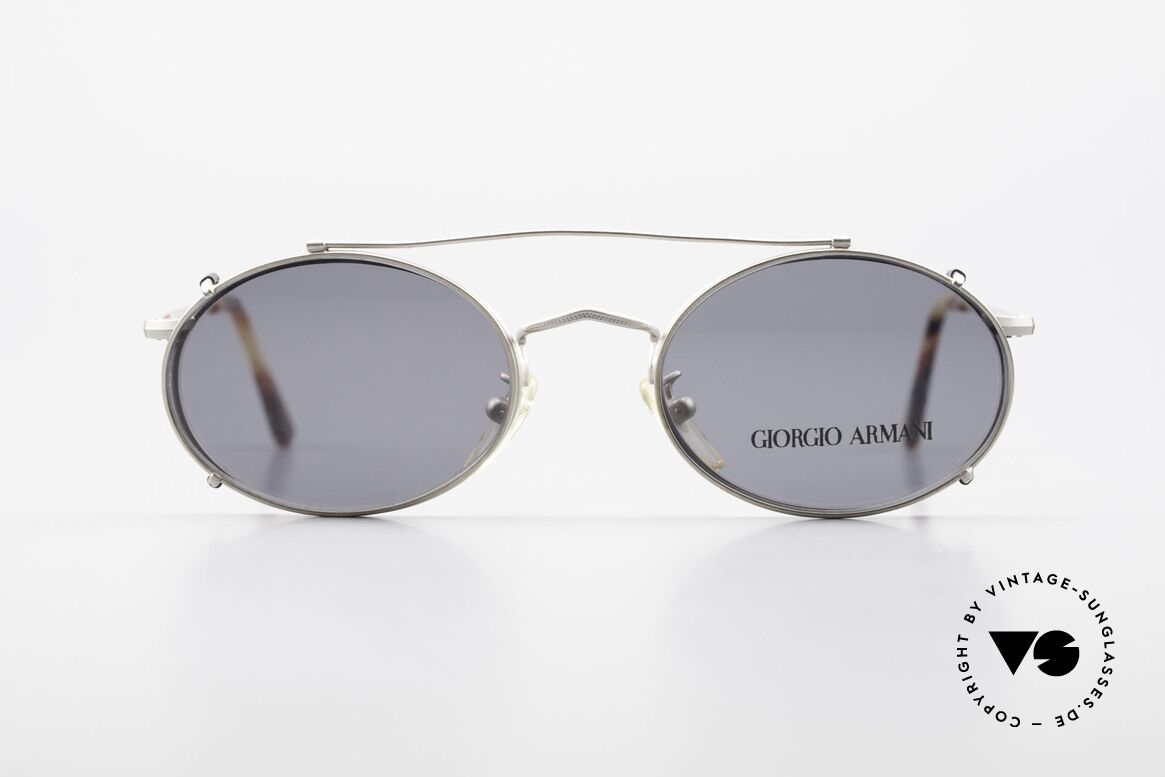 Giorgio Armani 131 Eyeglass-Frame With Sun Clip, oval GIORGIO ARMANI vintage designer sunglasses, Made for Men and Women