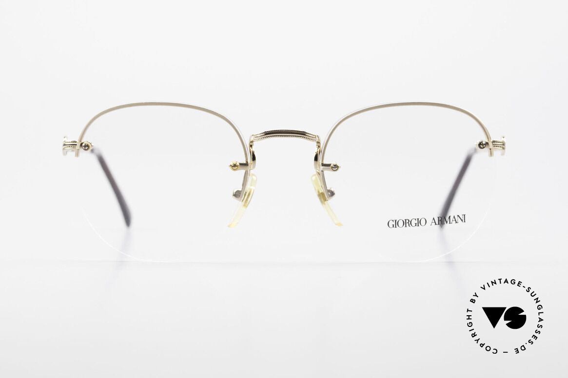 Giorgio Armani 161 Rimless Vintage Eyeglasses 80s, frame with many tiny engravings & "tortoise" finish, Made for Men and Women