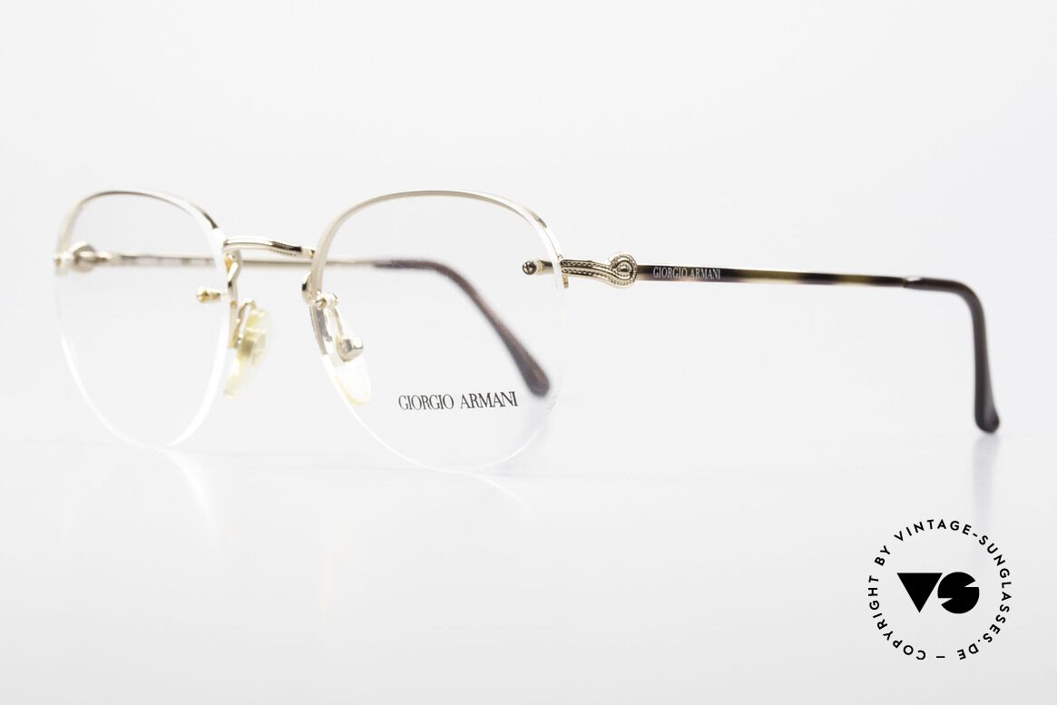 Giorgio Armani 161 Rimless Vintage Eyeglasses 80s, demo lenses are fixed with screws on the metal frame, Made for Men and Women