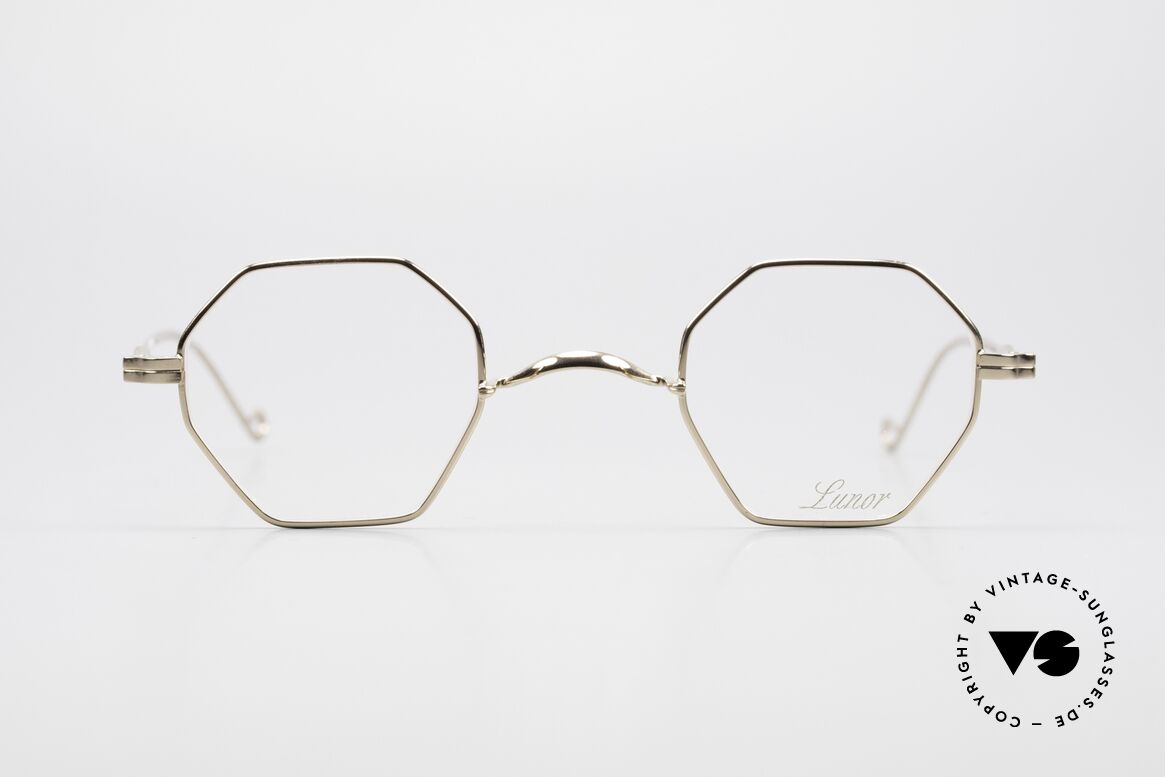 Lunor II 11 Square Panto Frame Gold Plated, Lunor: shortcut for French "Lunette d'Or" (gold glasses), Made for Men and Women
