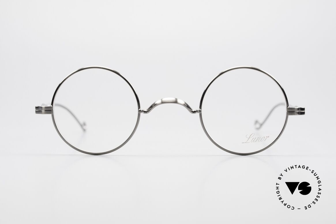 Lunor II 12 Small Round Luxury Glasses, full metal rim frame coated with a protection lacquer, Made for Men and Women