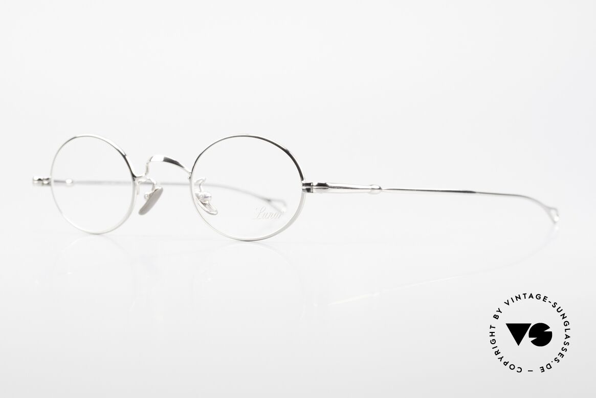 Lunor V 100 Oval Vintage Specs Platinum, model V100, size 43/23 = timeless oval eyeglass-frame, Made for Men and Women