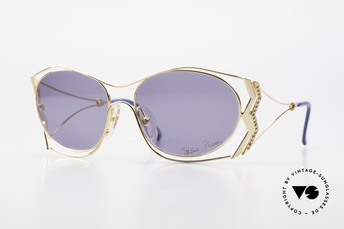 Paloma Picasso 3707 90's Sunglasses Gold-Plated, Picasso 90's sunglasses; gold-plated and TOPAZ gems, Made for Women