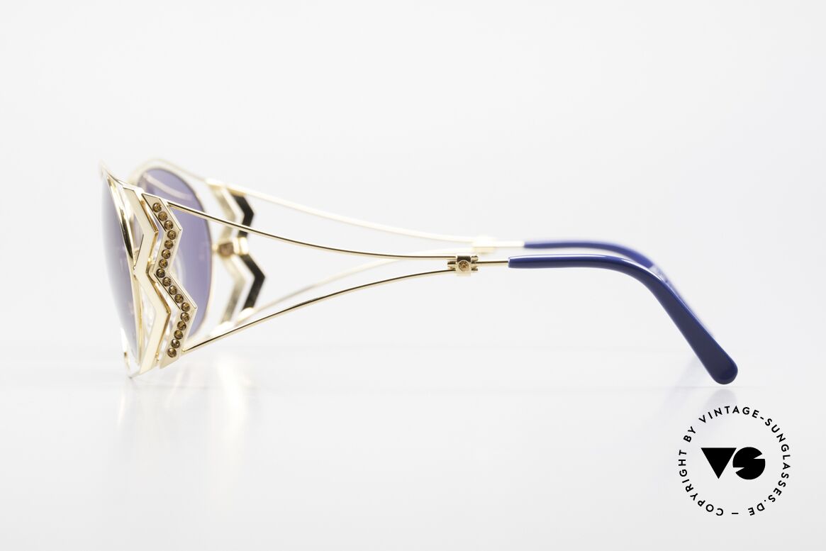 Paloma Picasso 3707 90's Sunglasses Gold-Plated, gentrified metal frame with shiny rhinestone appliqué, Made for Women