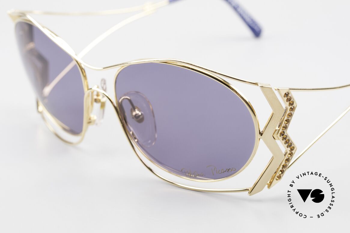 Paloma Picasso 3707 90's Sunglasses Gold-Plated, unworn model, NOS (with original case by P. Picasso), Made for Women