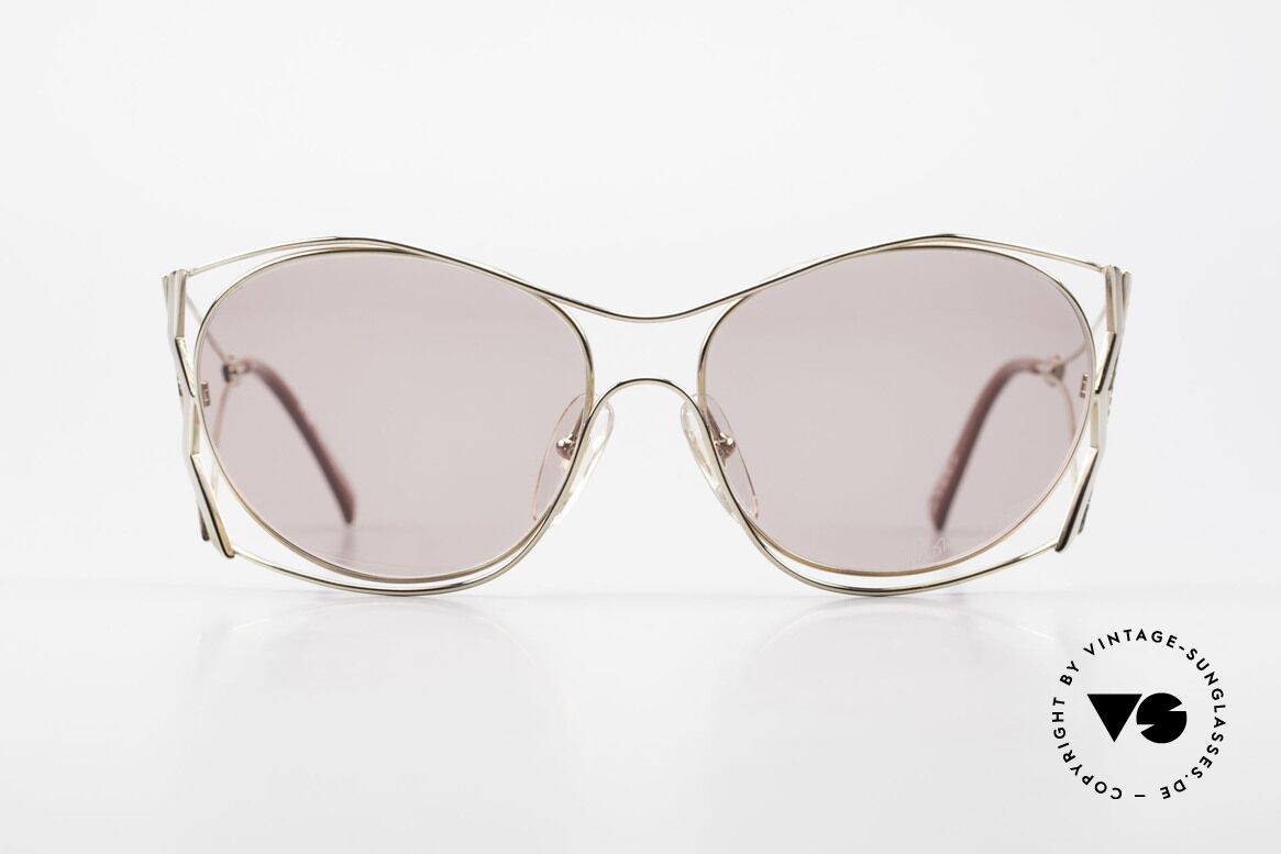 Paloma Picasso 3707 90's Sunglasses Rhinestones, 90's Picasso sunglasses; gold-plated and SIAM gems, Made for Women