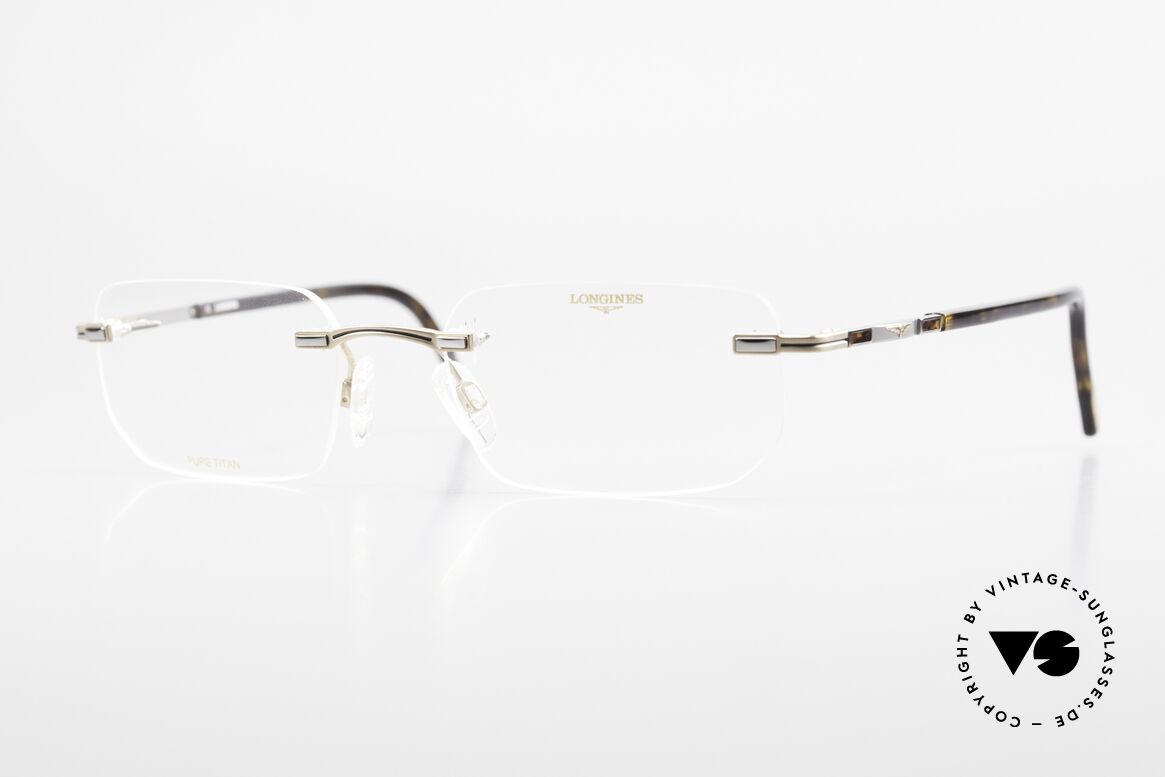 Longines 4238 90's Rimless Glasses Pure Titan, rimless 1990's eyeglases; Pure Titan men's glasses, Made for Men