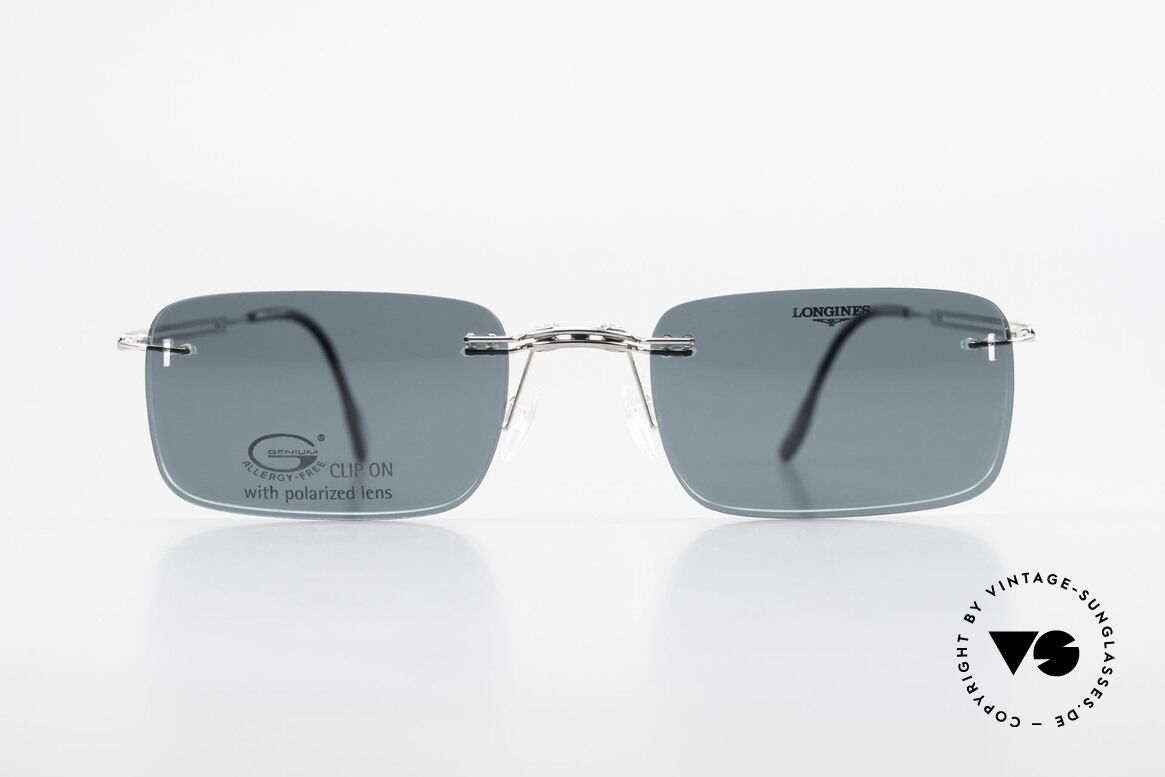 Longines 4367 Rimless Specs Polarized Clip, 90's Longines model 4367 color 330, size 50-21, 135, Made for Men