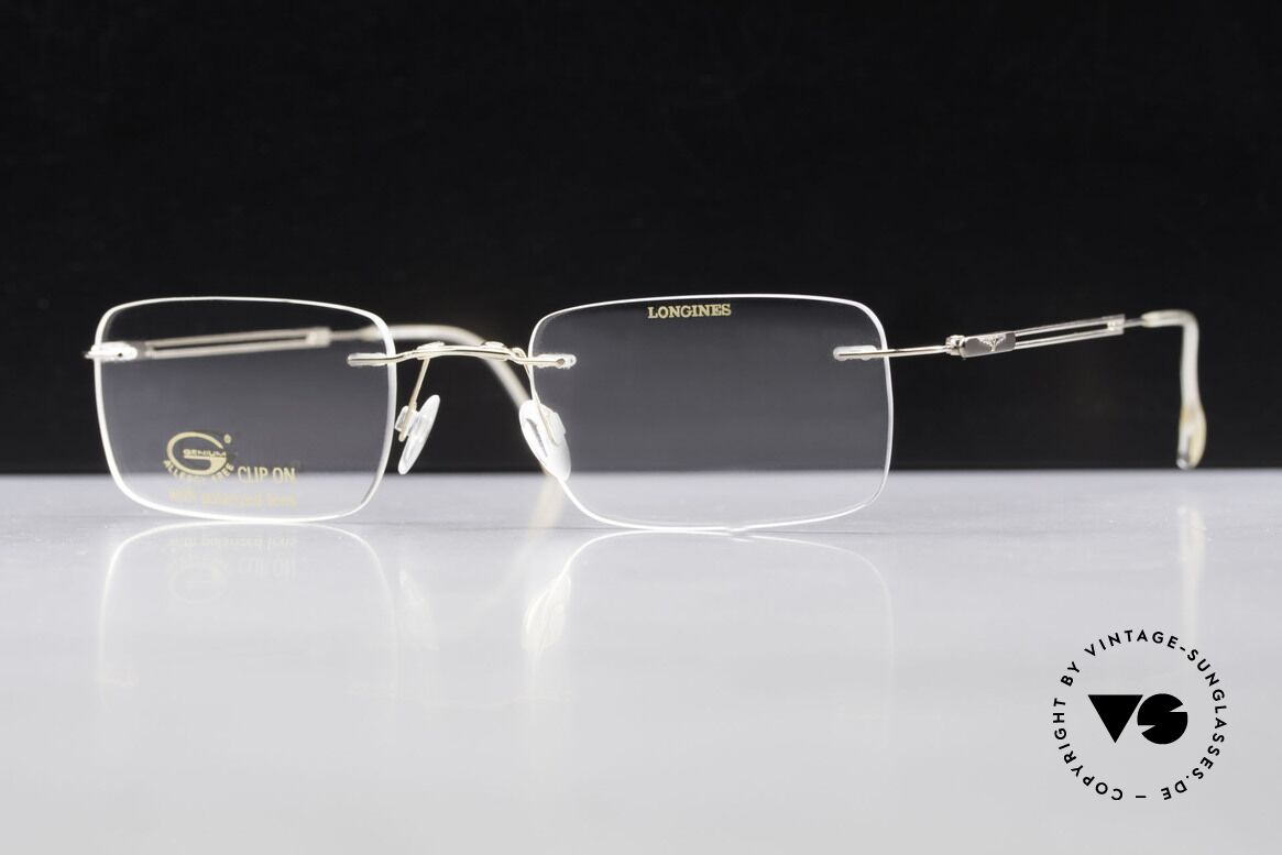 Longines 4367 Polarized Glasses Rimless 90s, Clip-On with green polarized lenses; 100% UV protect., Made for Men