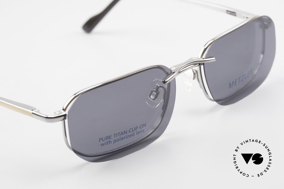 Metzler 1716 Titanium Frame Polarized Clip, never worn (like all our 90's men's Metzler sunglasses), Made for Men