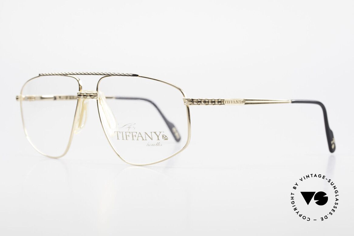 Tiffany T89 23kt Gold Plated Aviator Frame, men's aviator eyeglasses with spring hinges, size 60/13, Made for Men
