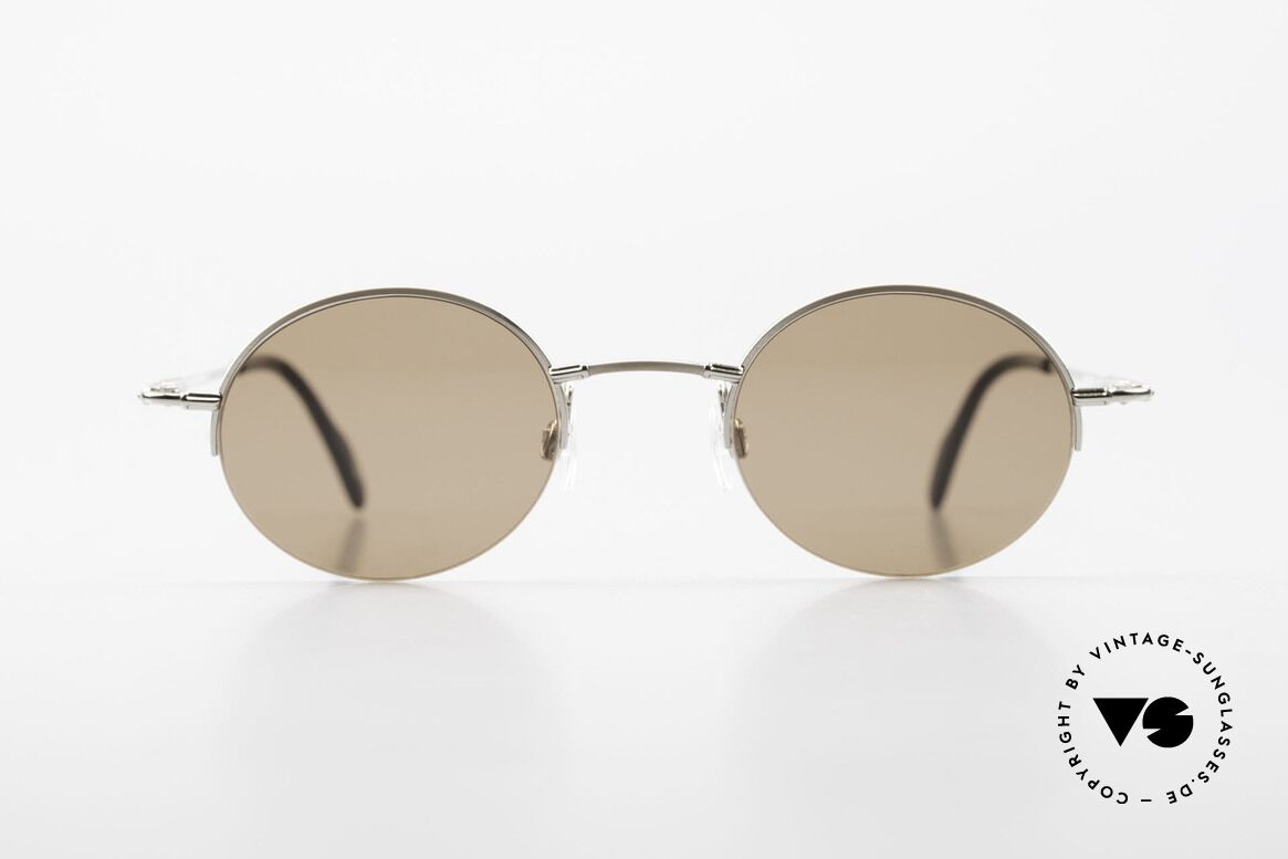 Longines 4363 Oval Sunglasses 90's Round, quality frame (half rim) with small design features, Made for Men and Women