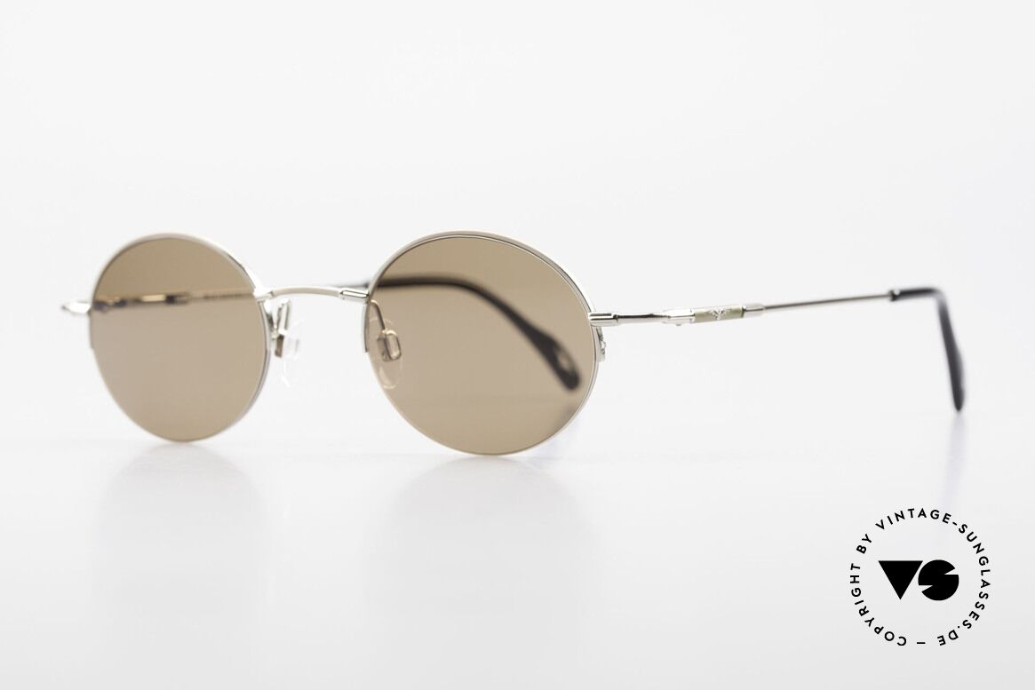 Longines 4363 Oval Sunglasses 90's Round, Longines logo, the winged hourglass, on the temples, Made for Men and Women
