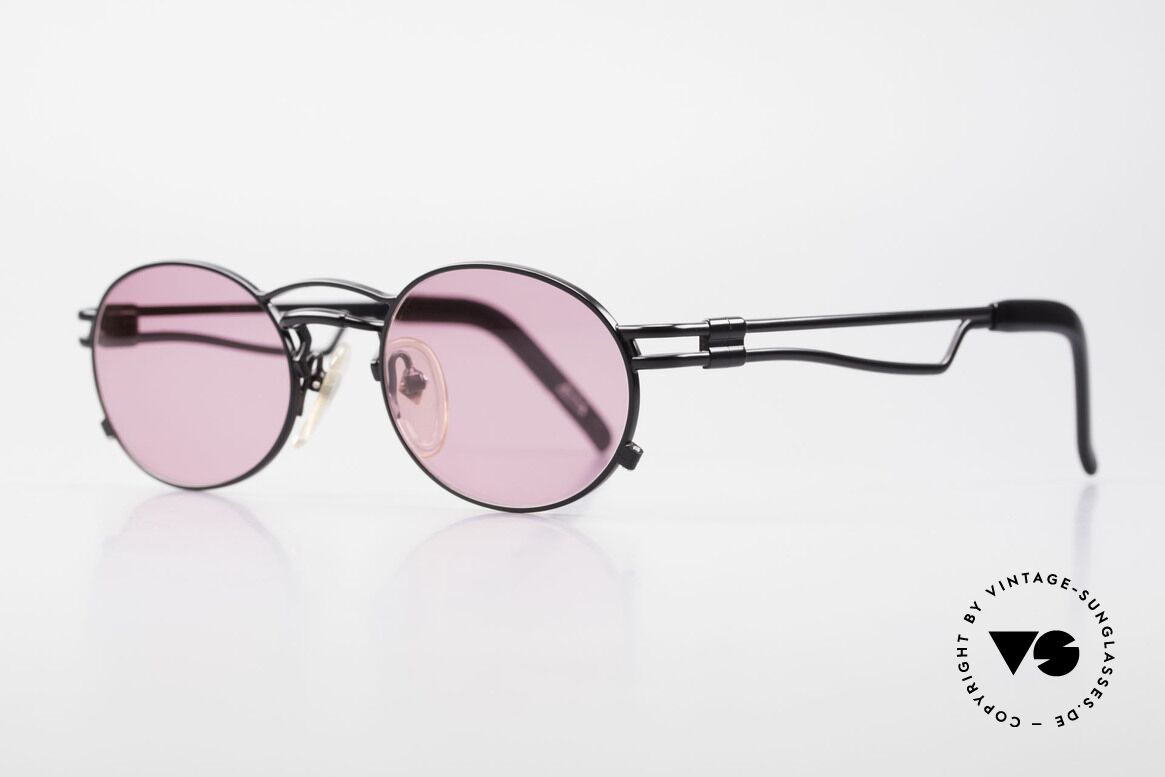 Jean Paul Gaultier 56-3173 Pink Oval Vintage Sunglasses, lightweight metal, ergonomic arms; made in Japan, Made for Men and Women