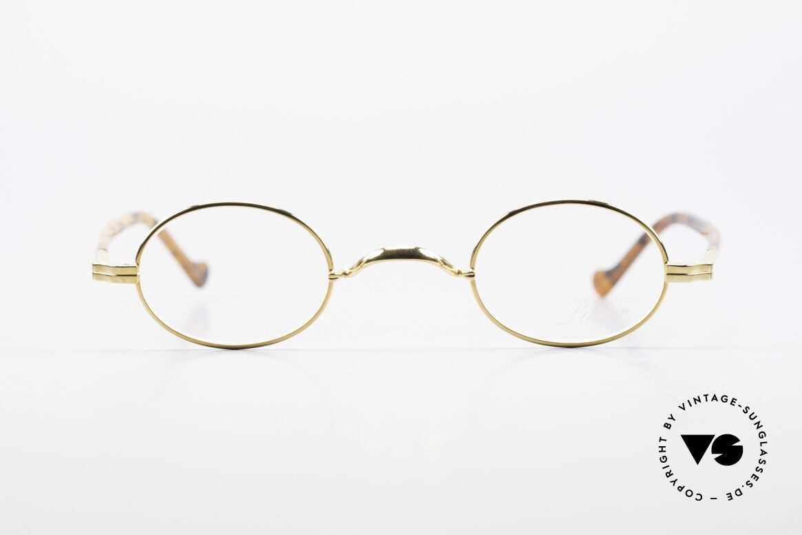 Lunor II A 04 XS Eyeglasses Oval Gold Plated, full rim metal frame with sophisticated acetate temples, Made for Men and Women